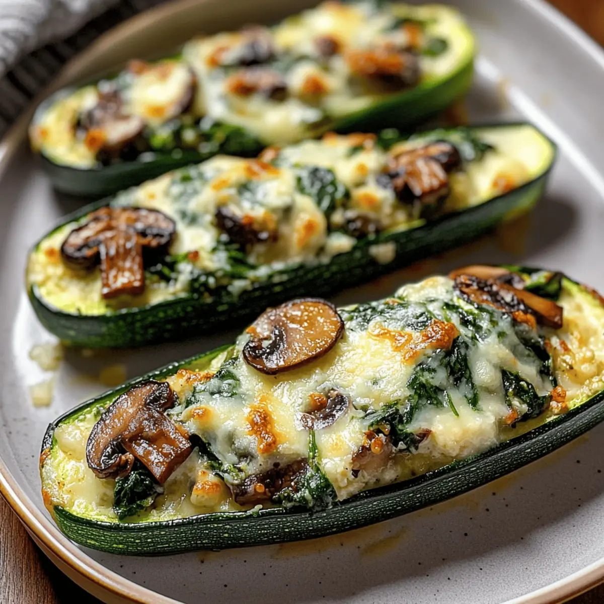 Spinach Mushroom and Ricotta Stuffed Zucchini Boats rj0e31