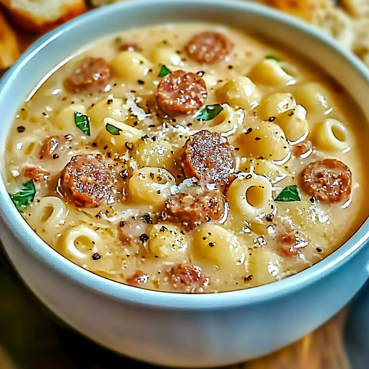 Delicious Creamy Italian Sausage Ditalini Soup with Parmesan