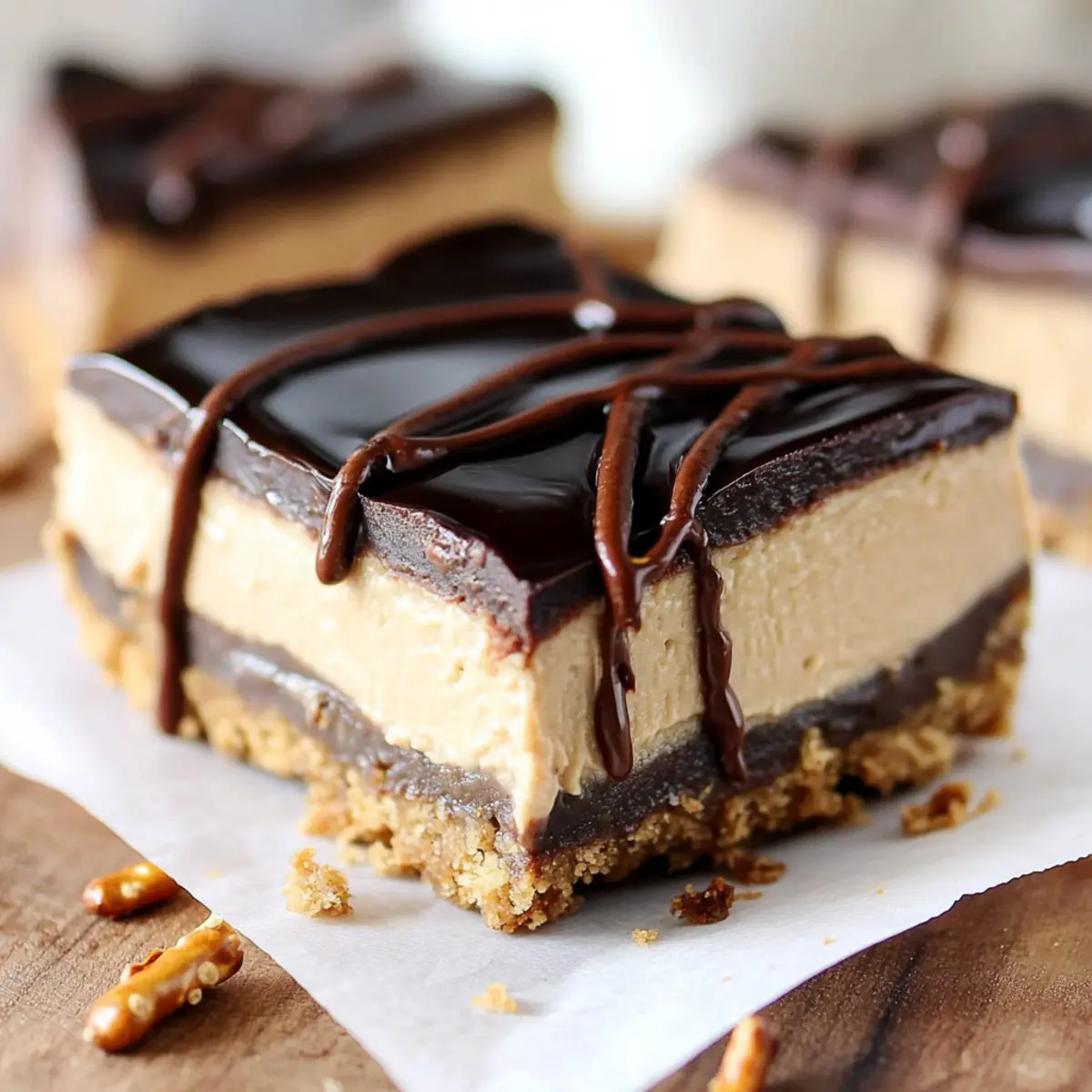Chocolate Peanut Butter Pretzel Cheesecake Bars to Satisfy Cravings
