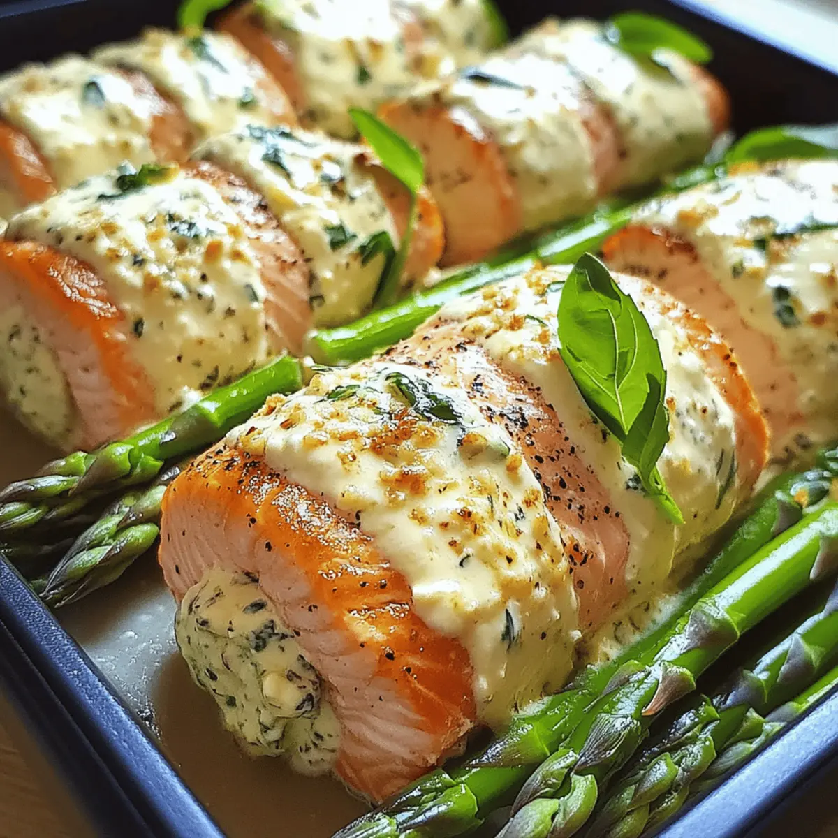 Asparagus & Lemon Basil Ricotta Stuffed Salmon Rolls to Wow Your Dinner