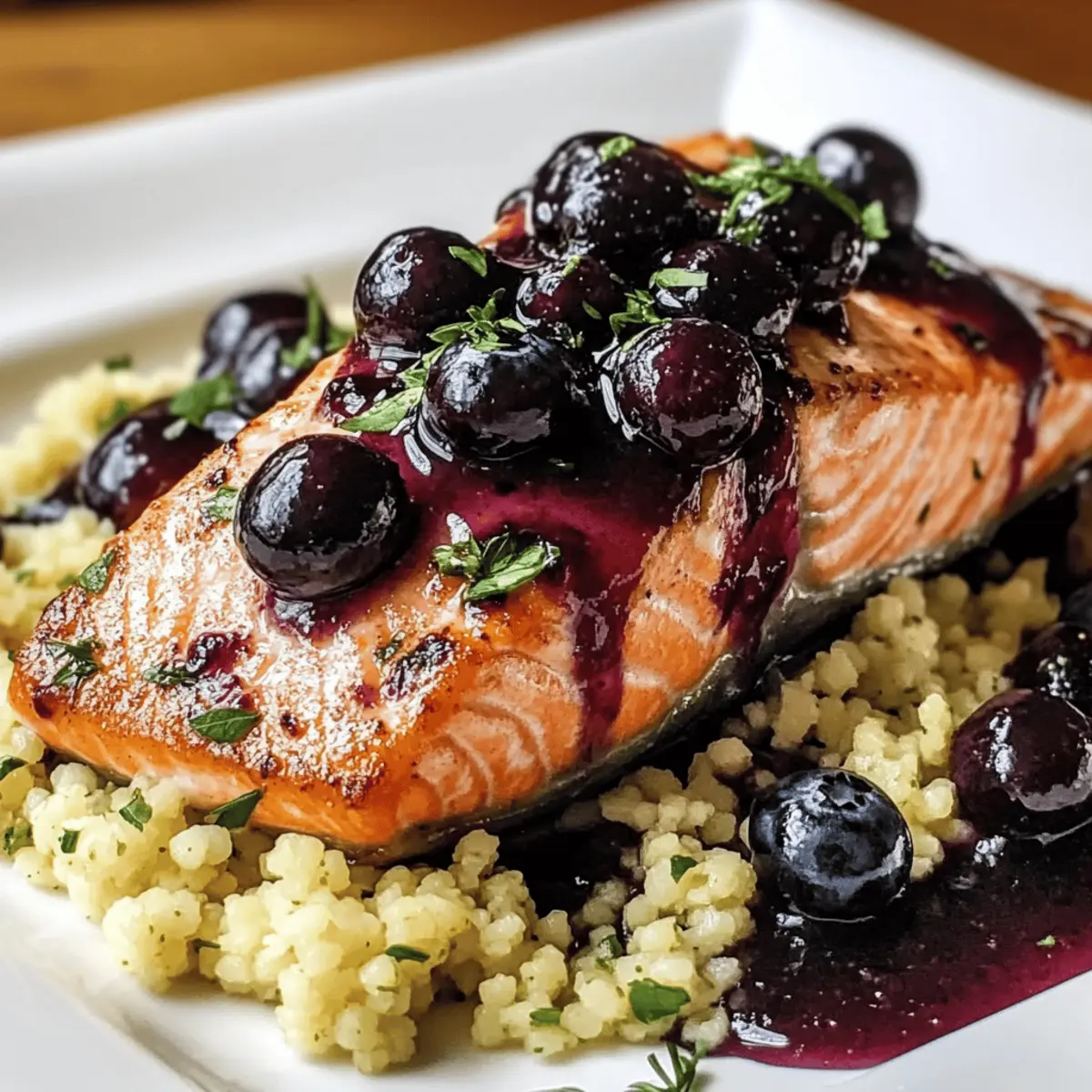 Blueberry Glazed Salmon with Lemon Herb Couscous Bliss