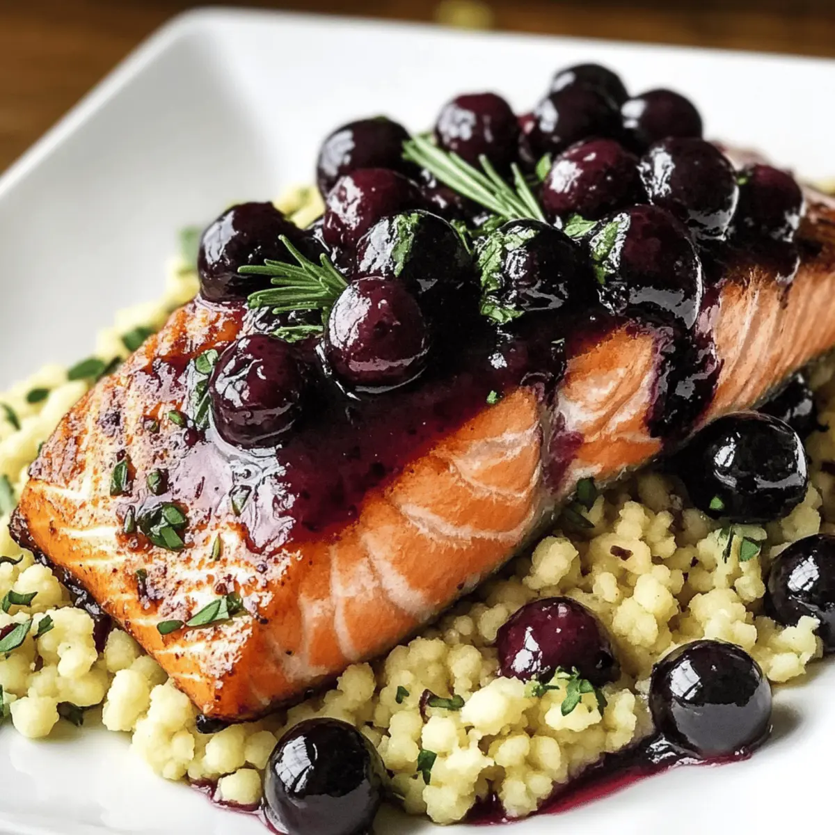 Blueberry Glazed Salmon with Lemon Herb Couscous fg693u