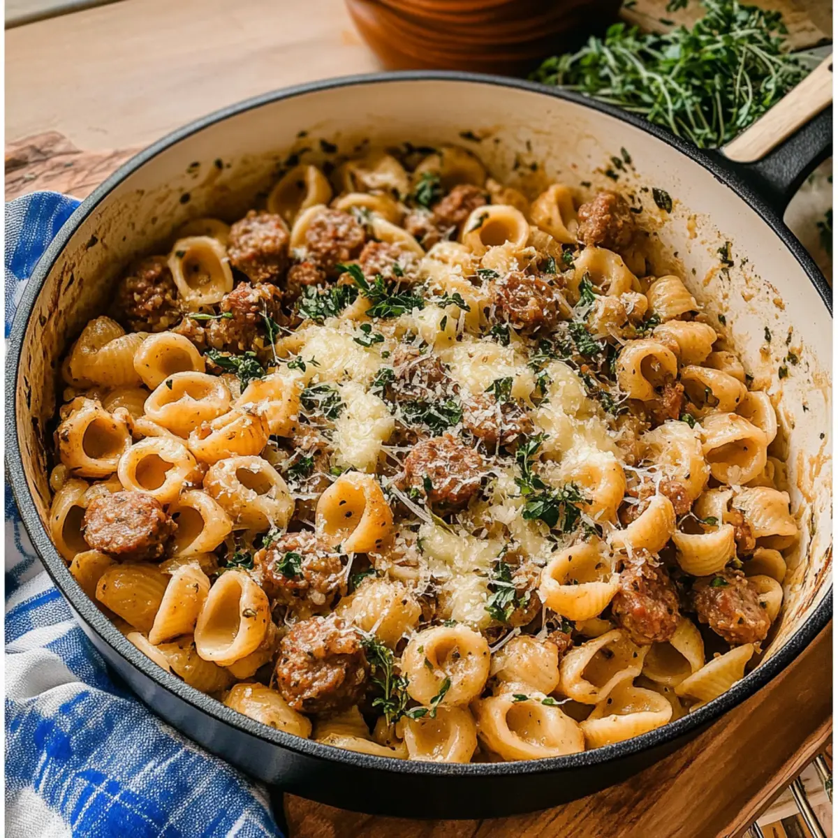 Creamy Apple Gouda Sausage Past wihgsb