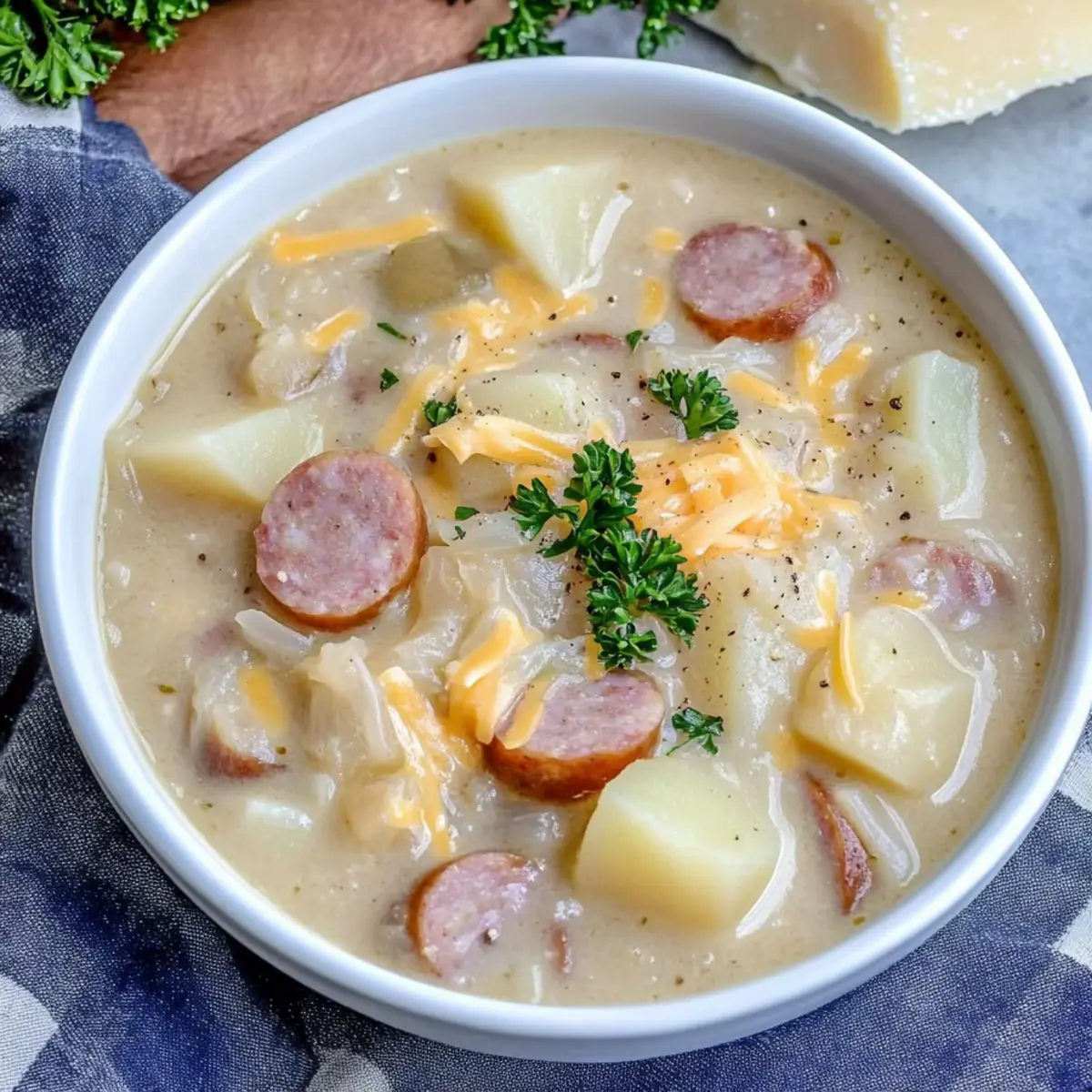 Creamy Sausage, Potato and Sauerkraut Soup for Cozy Nights