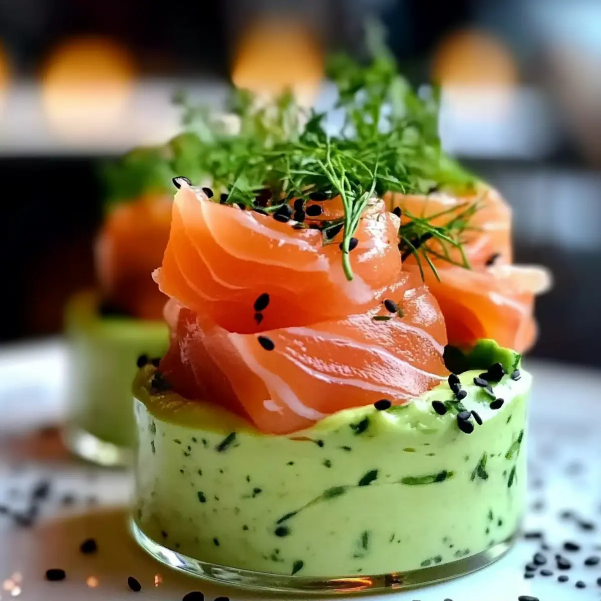 Creamy Avocado Mousse with Christmas Smoked Salmon Delight