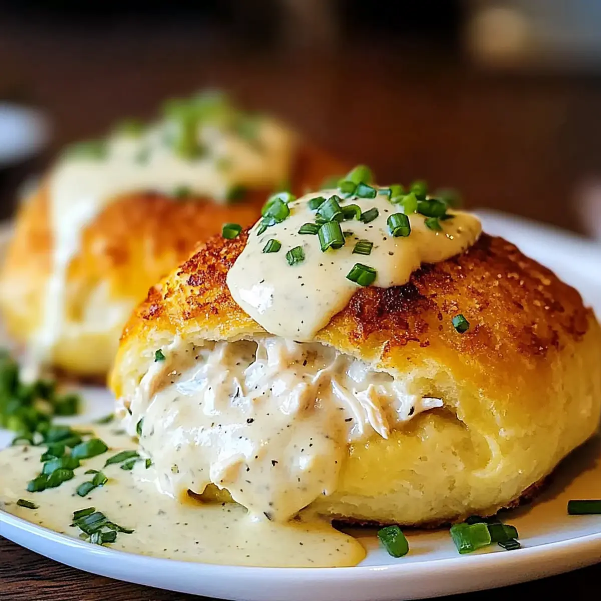 Delicious Chicken Pillows with Creamy Parmesan Sauce Delight