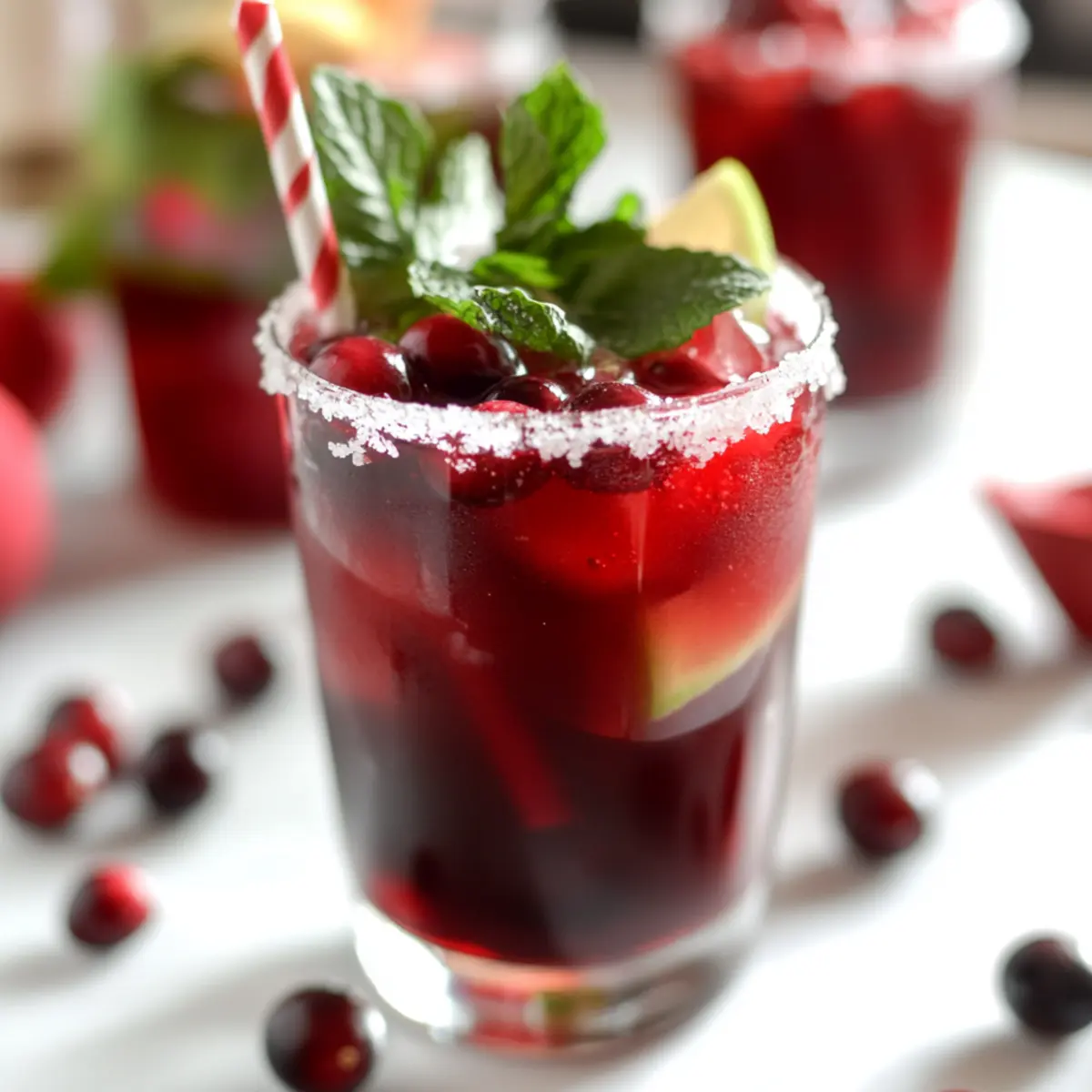 Delicious Holiday Mojito Mocktail with Cranberry and Pomegranate