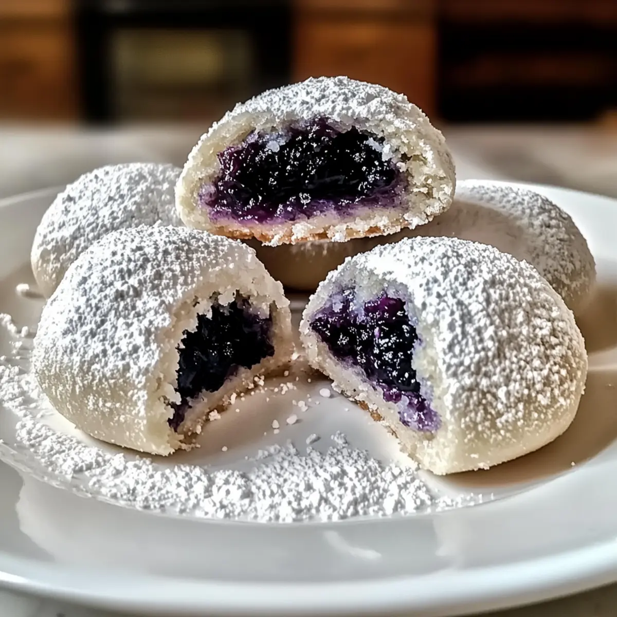 Blueberry-Filled Almond Snowball Cookies for Sweet Moments