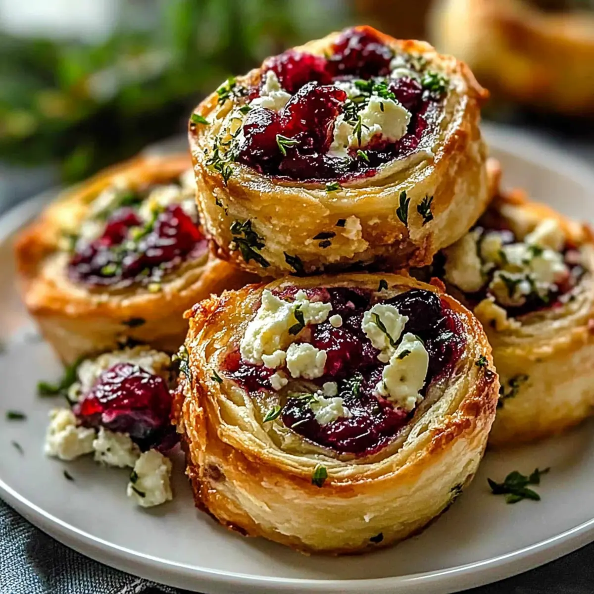 Cranberry Cream Cheese Pinwheels with Feta & Herbs Delight
