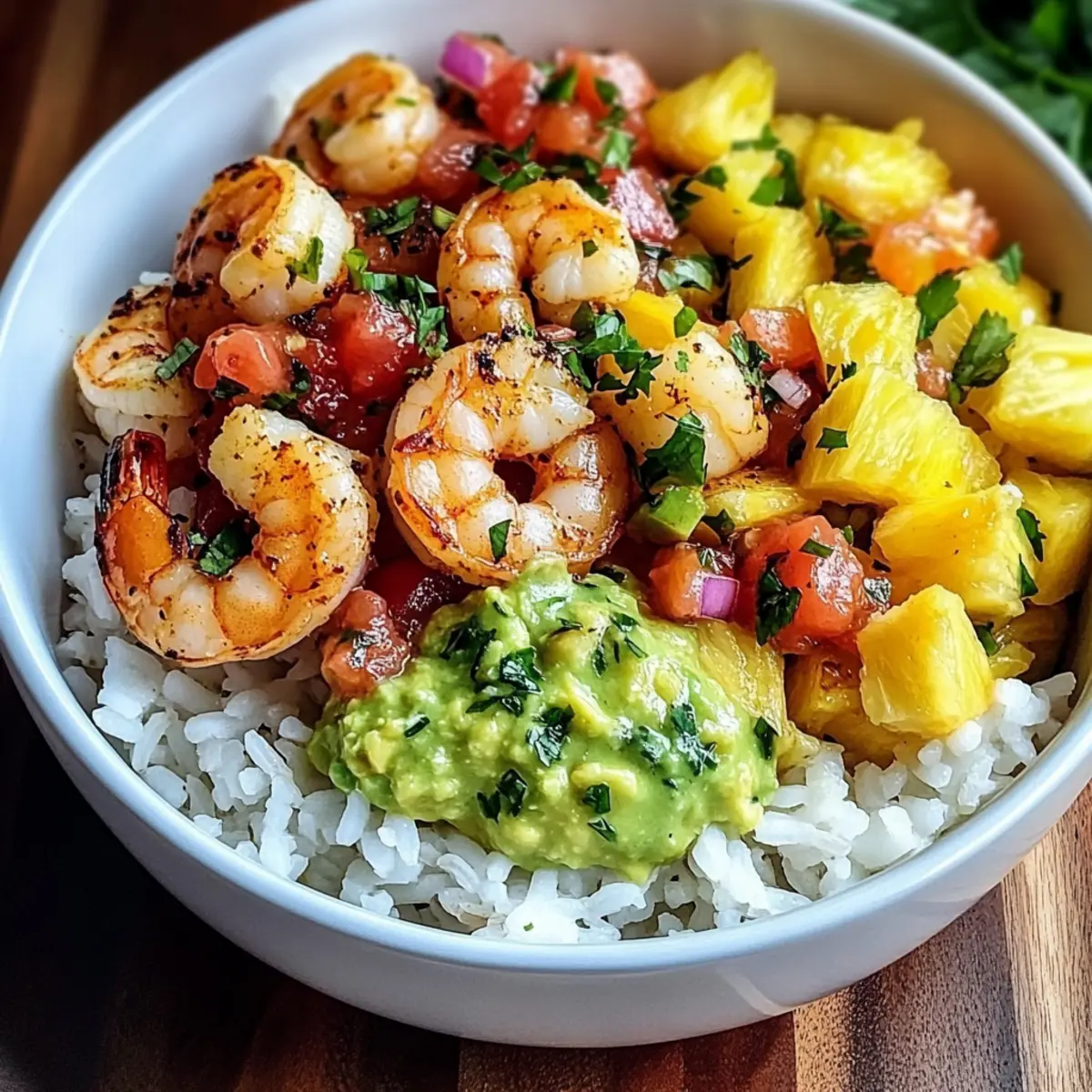 Sweet and Savory Shrimp & Rice Bowl with Pineapple Salsa