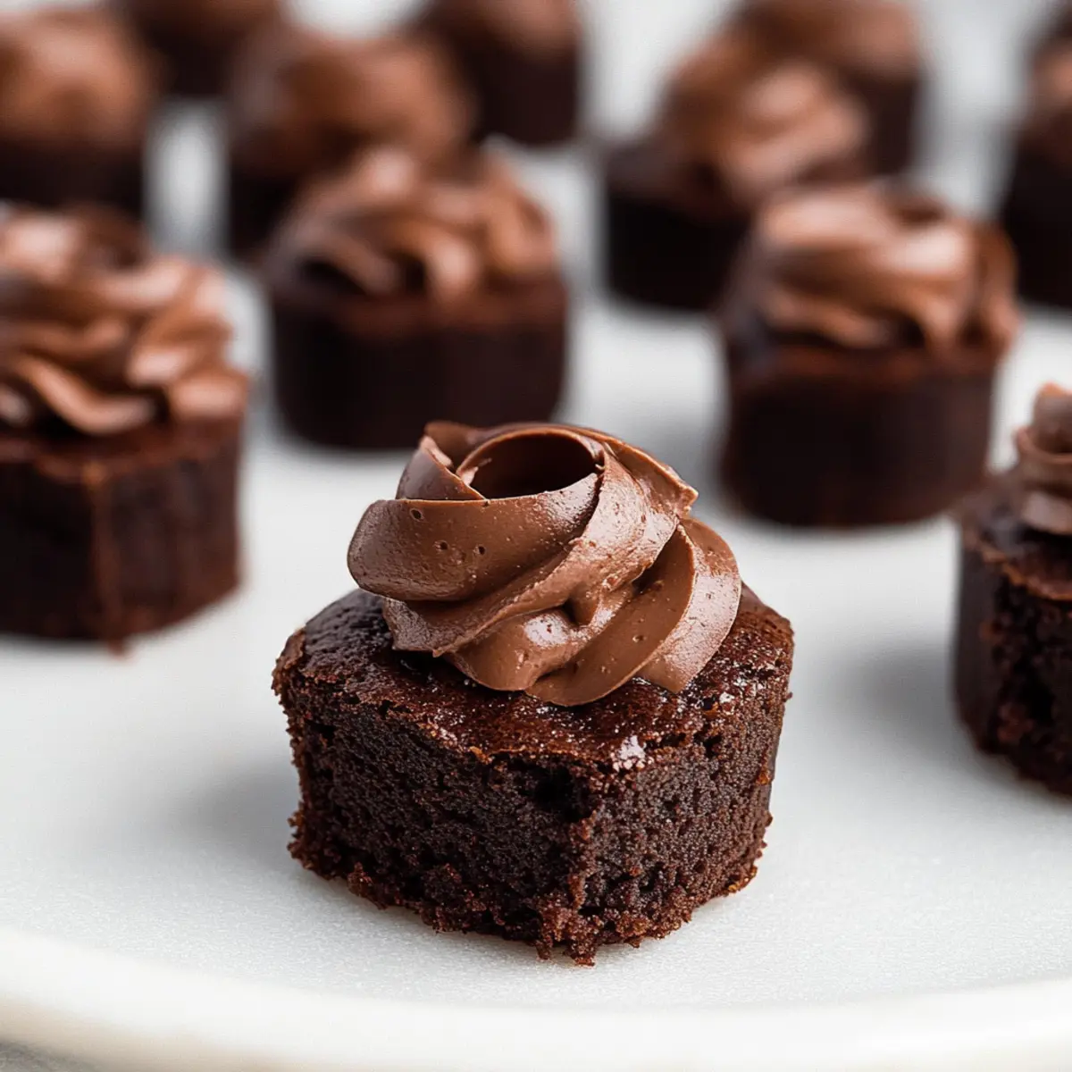 Fudgy Brownie Bites with Whipped Chocolate Ganache Bliss